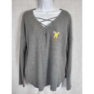 VICTORIAS SECRET PINK WSU Wichita State Shockers Shirt Womens L College Laced